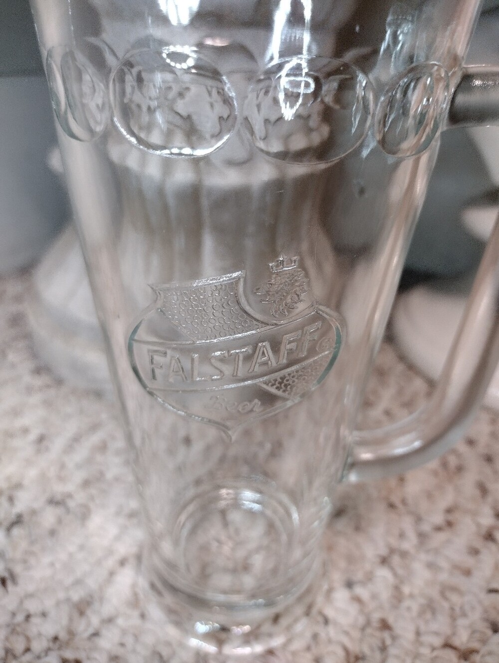 Vintage 1960's Falstaff Clear Glass Beer Mug Produced In St. Louis Missouri - Picture 2 of 7